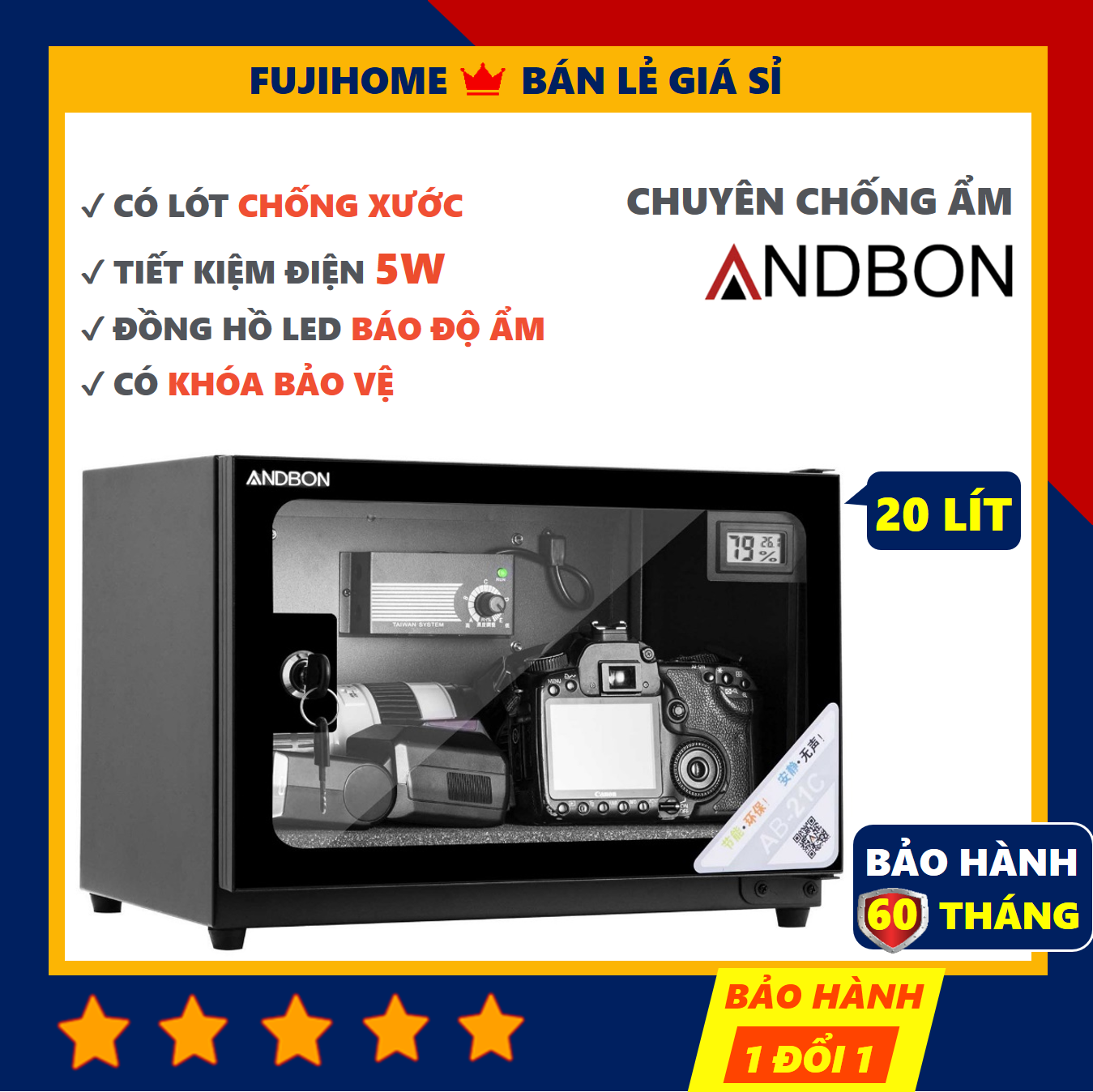 Tủ chống ẩm máy ảnh 20 lít Andbon AB-21C