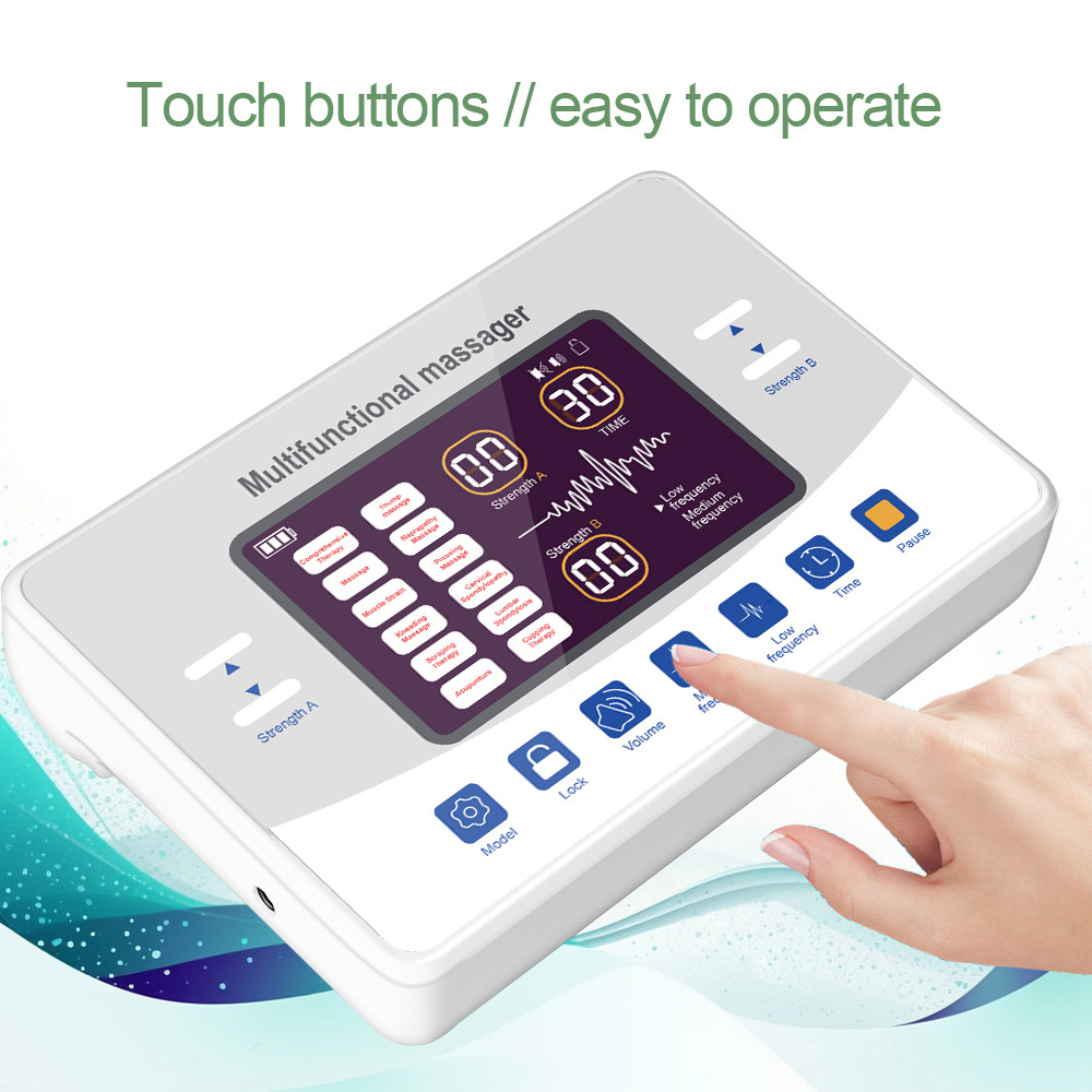 Agdoad 12Mode Tens EMS Massager 30-level Deep Pulse Body Massage Digital Therapy Machine Electric Muscle Stimulation Physiotherapy Type C Rechargeable