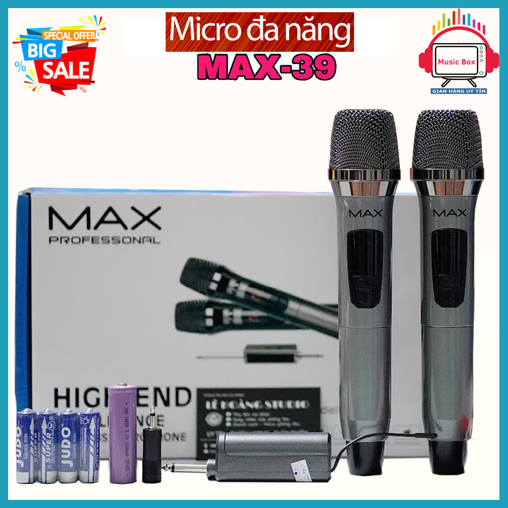 HÀNG MỚI VỀ  Micro Không Dây MAX 39, COMBO Micro Karaoke Không Dây Đa thumbnail