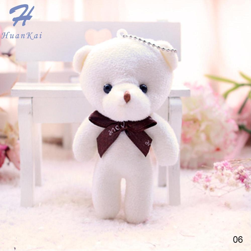 【Ready】1Pc Mini Plush Bear Toys 12cm Conjoined Bear Pendant PP Cotton Soft Stuffed Toy Bouquet Doll Holiday Gift
