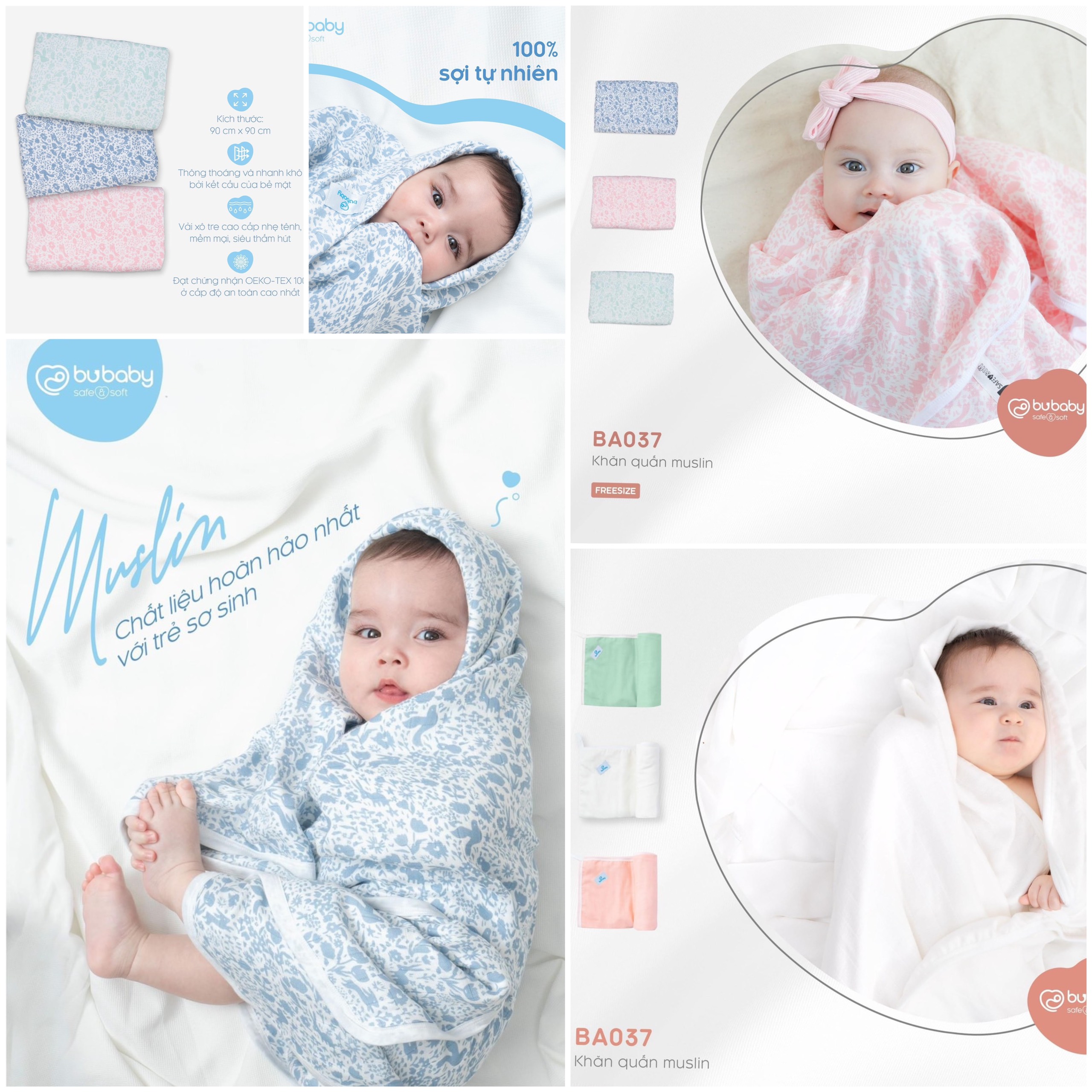 Khăn quấn đa năng Muslin trẻ em Bu