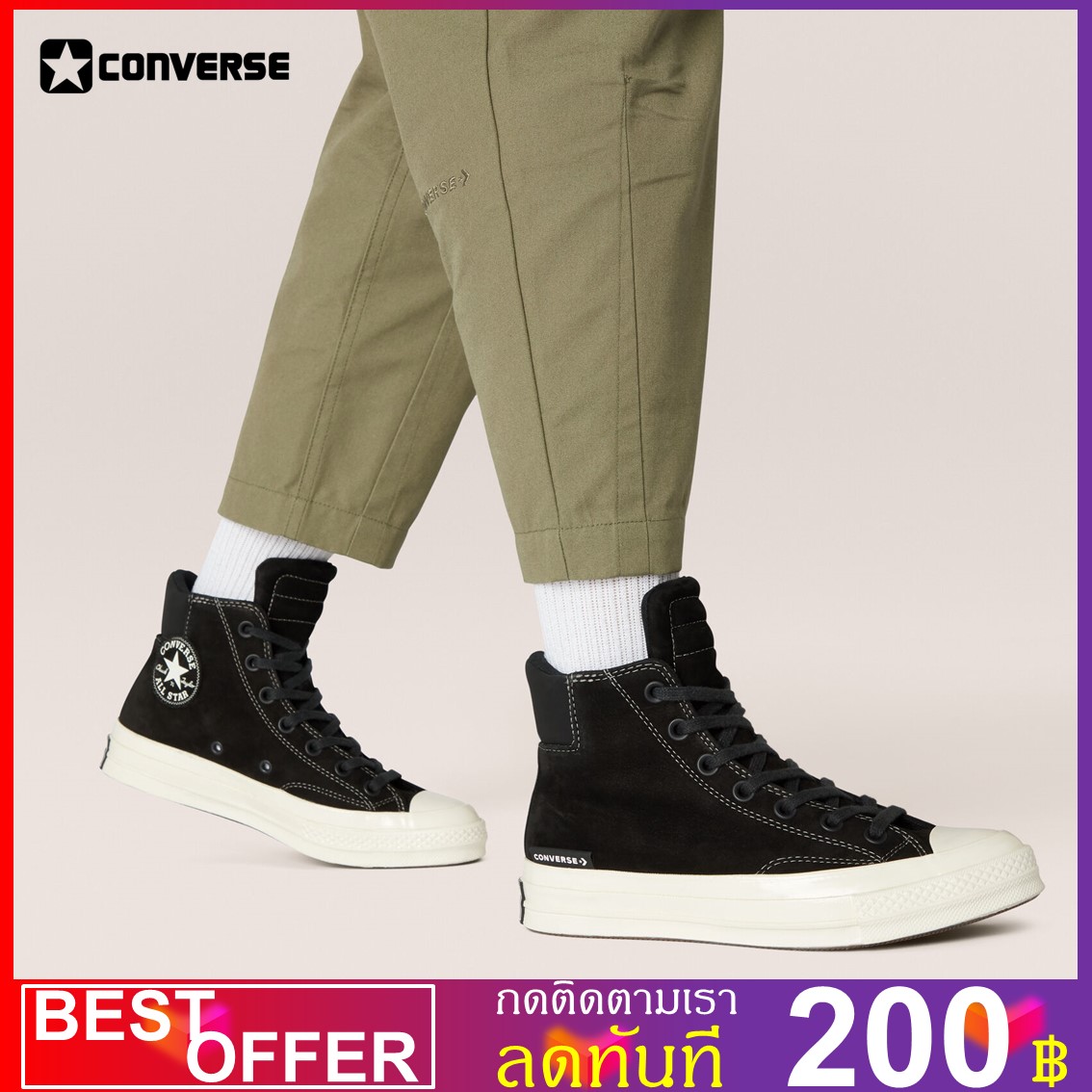 [[ ลิขสิทธิ์ ]] Converse Black Anodized Metals Chuck 70 Padded High