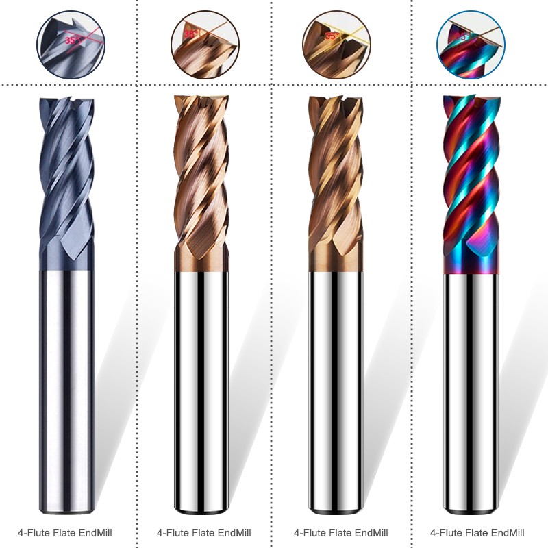 Azzkor 4-Flute Hrc50/55/65/70 Tungsten Steel Carbide Nano Coating Flate ...