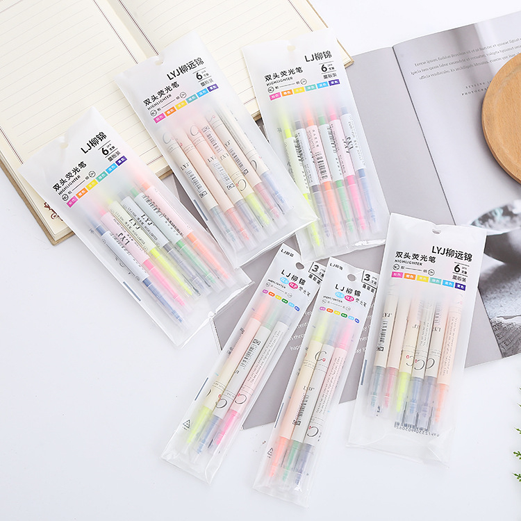 [Tặng Sticker] Set 6 Bút Dạ 2 Đầu 12 Màu Sắc Dễ Thương
