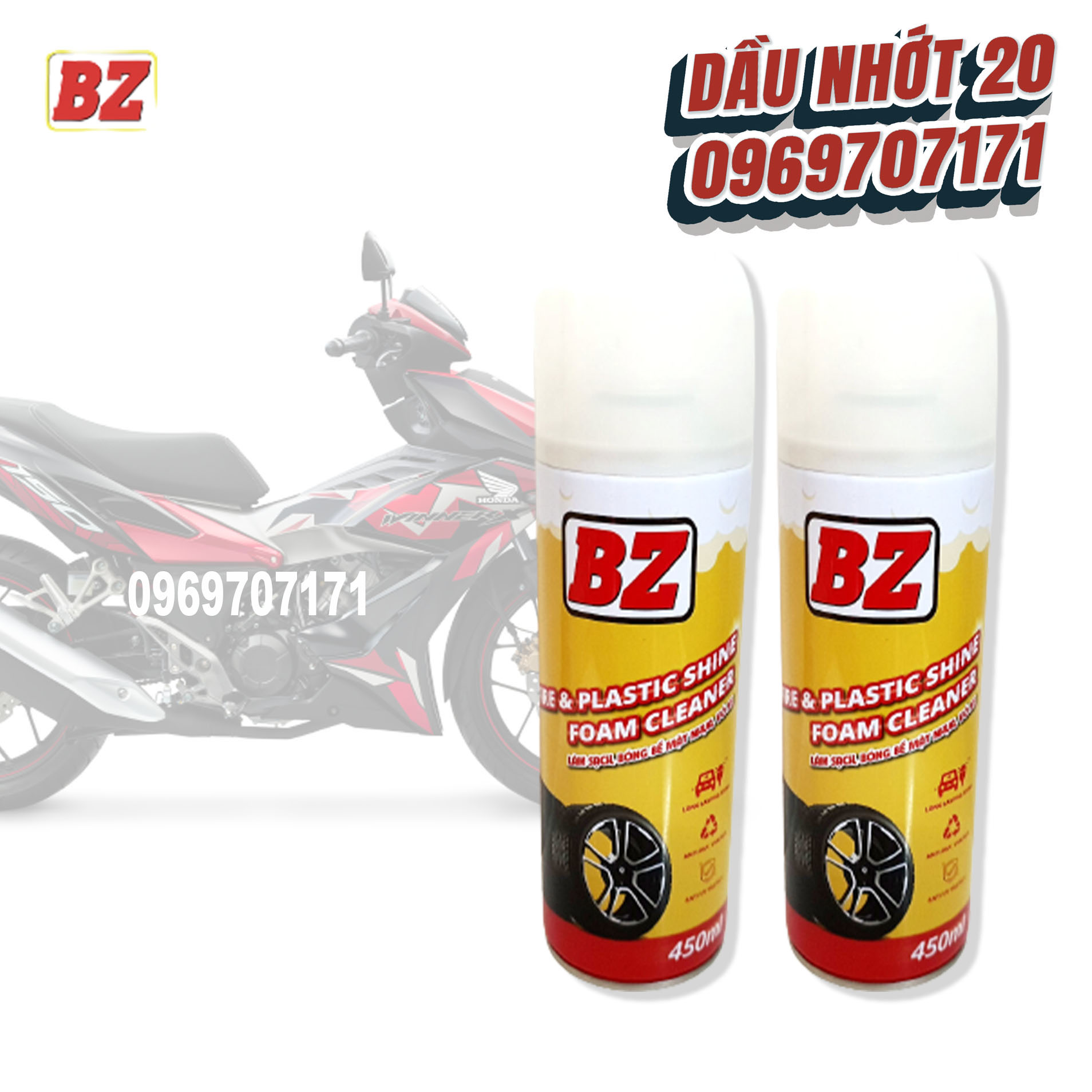 Combo 2 chai xịt đa năng phục hồi nhựa nhám vỏ xe bz dầu nhớt chính hãng - dầu nhớt xịn chăm sóc xe toàn diện