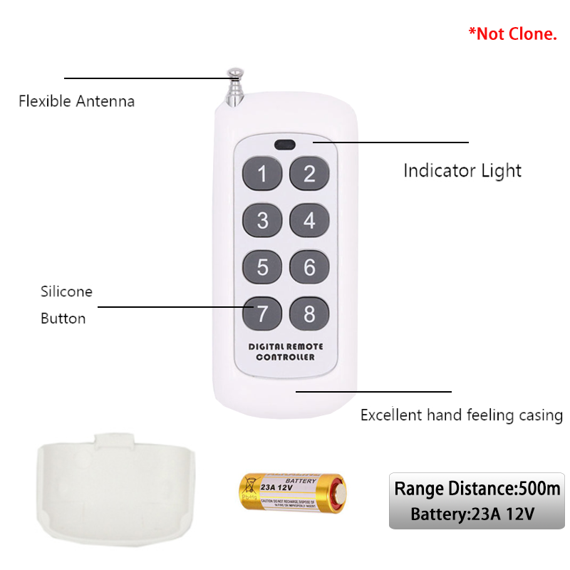 433mhz Remote Control 1527 Learning Code 8 Button Long Range For Smart Home Garage Door Opener No Clone. 