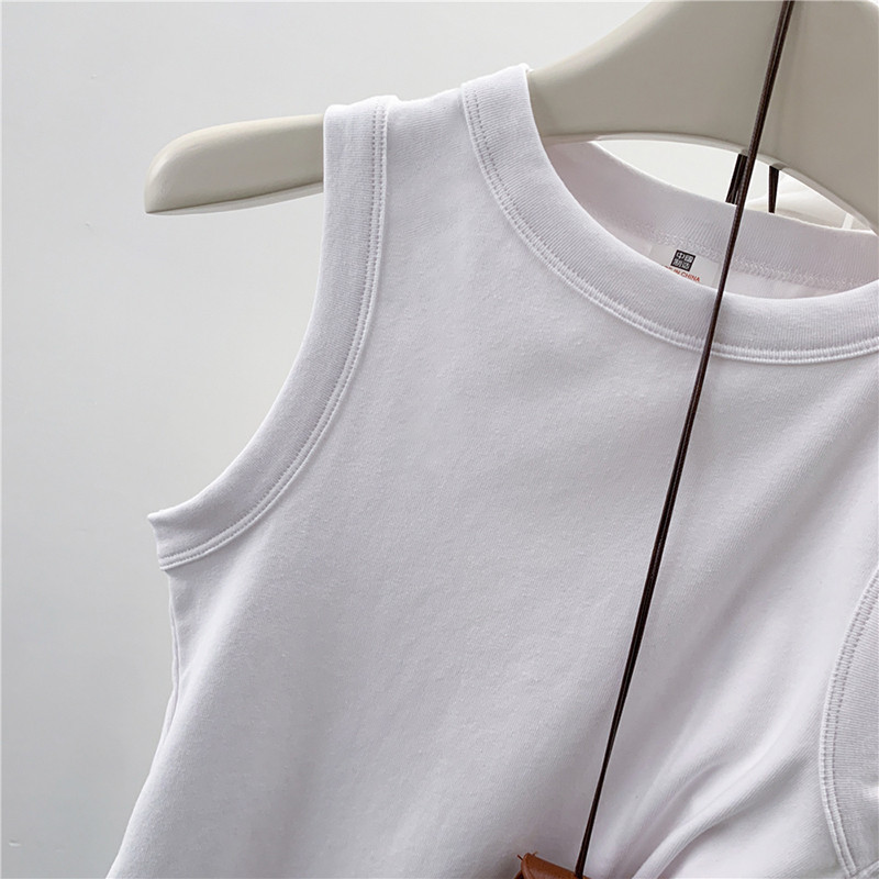 Women's New Slim Fit Short Solid Color Versatile Sleeveless Tank Top