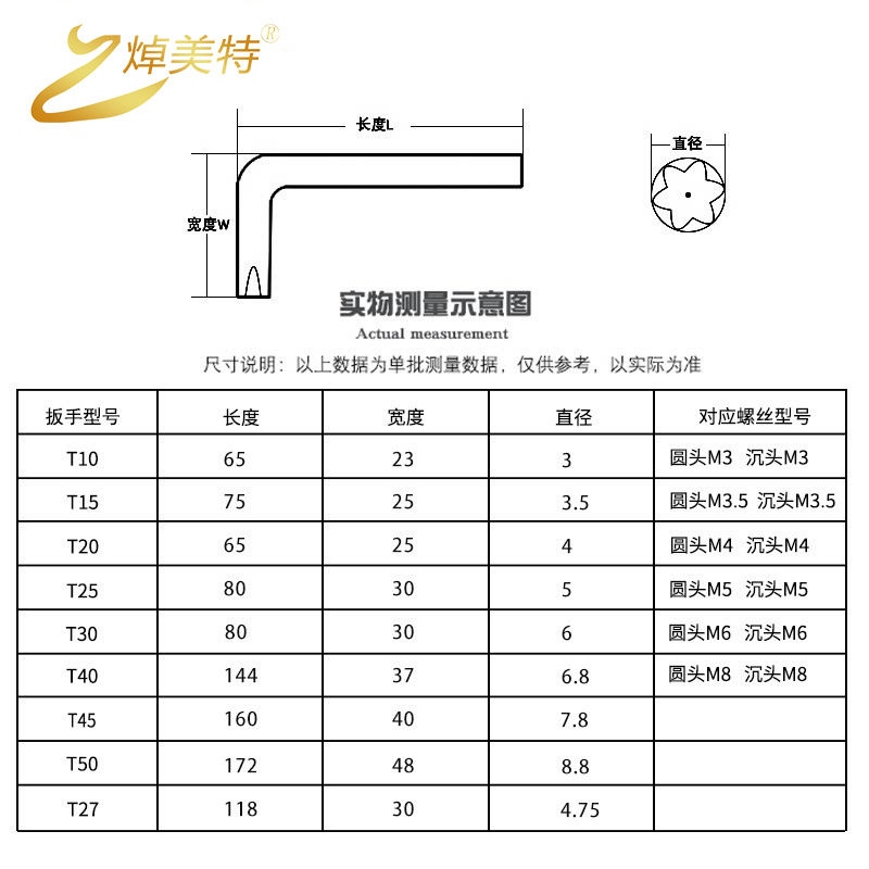 Original T10T20T25T30 anti-theft star-shaped m-shaped wrench L-shaped wrench plum blossom with column anti-theft screw special tool
