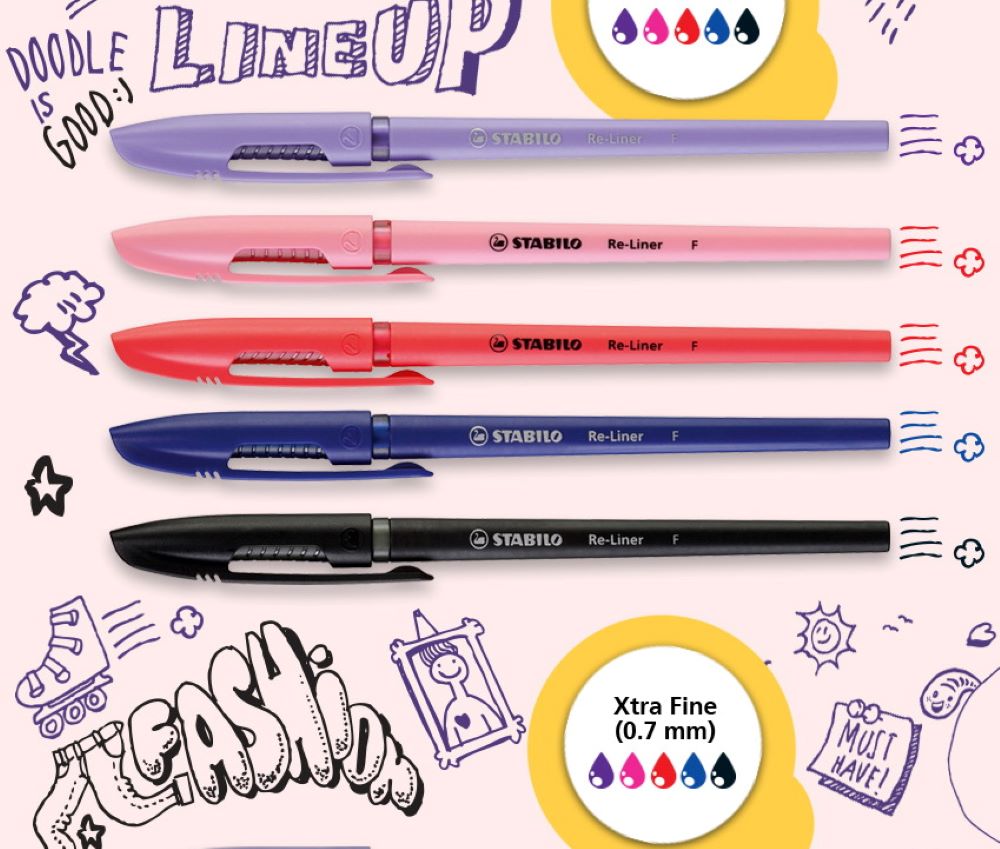 Bút bi STABILO Re-Liner BP868F 0.7mm (Xanh, Đen, Đỏ, Hồng, Tím)