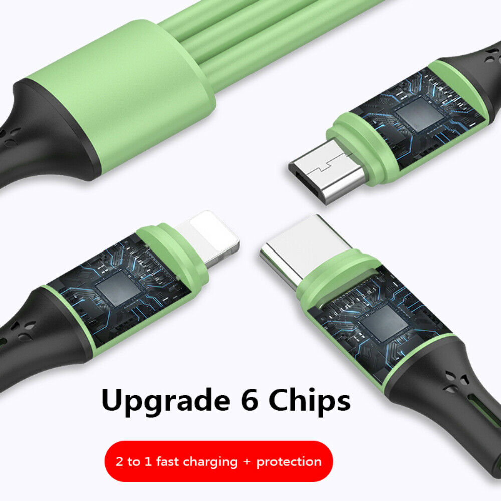 3 In 1 Universal Fast Charging USB Cable Liquid Soft Silicone Fast Charge Line USB Cable USB-C Data Transmission Line for Android Compatible with Apple Type-C