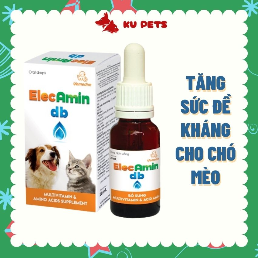 Dung dịch cung cấp vitamin tăng đề kháng Vemedim Elecamin db cho chó, mèo, chim cảnh - chai 20ml
