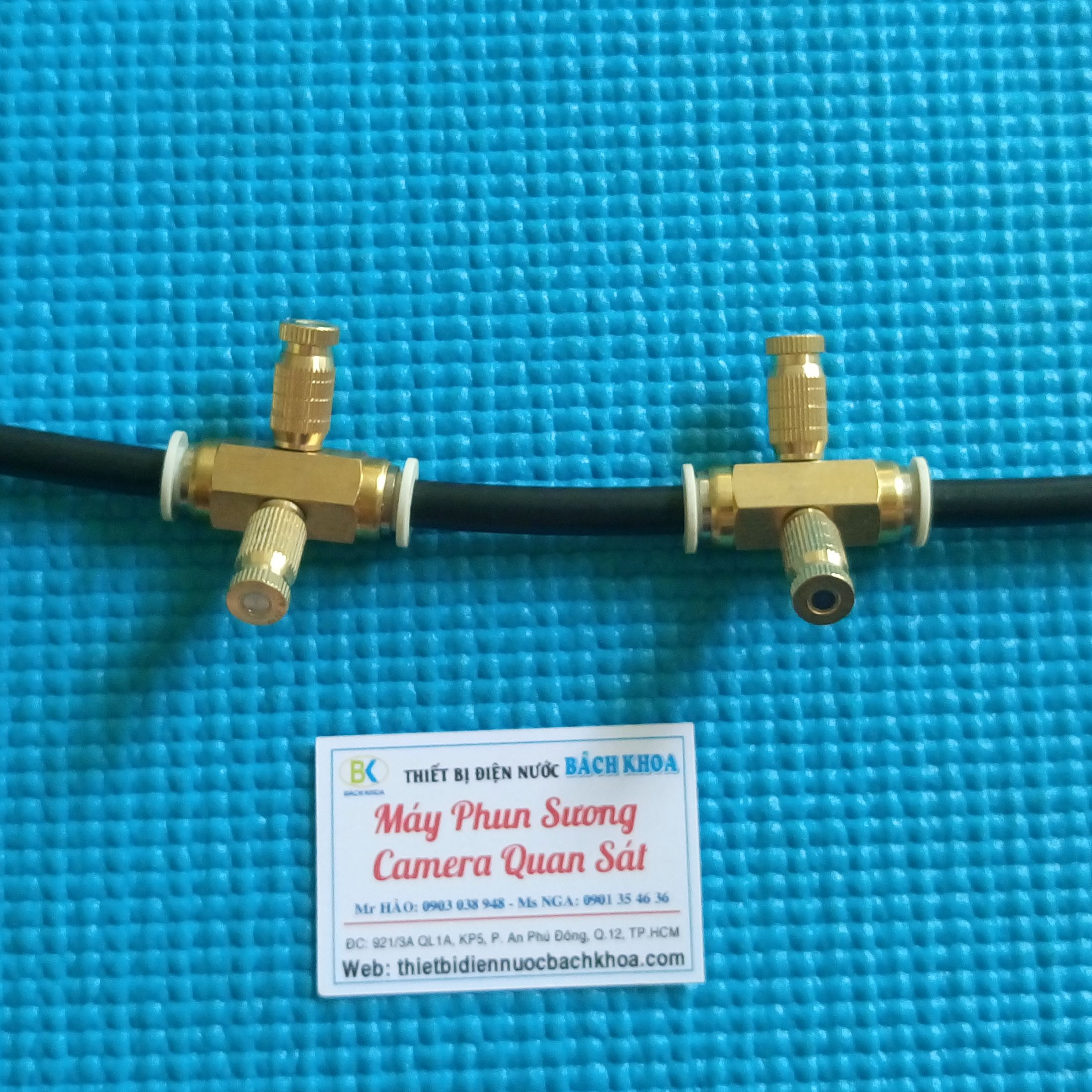 2 bộ đế đồng 2 hướng + béc phun sương làm mát số 1, số 2, số 3