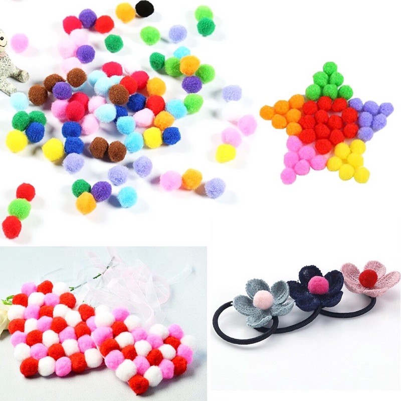 Quả Bông Pompom làm đồ hanmade 3 size từ 50 - 200 viên (1703PPT)