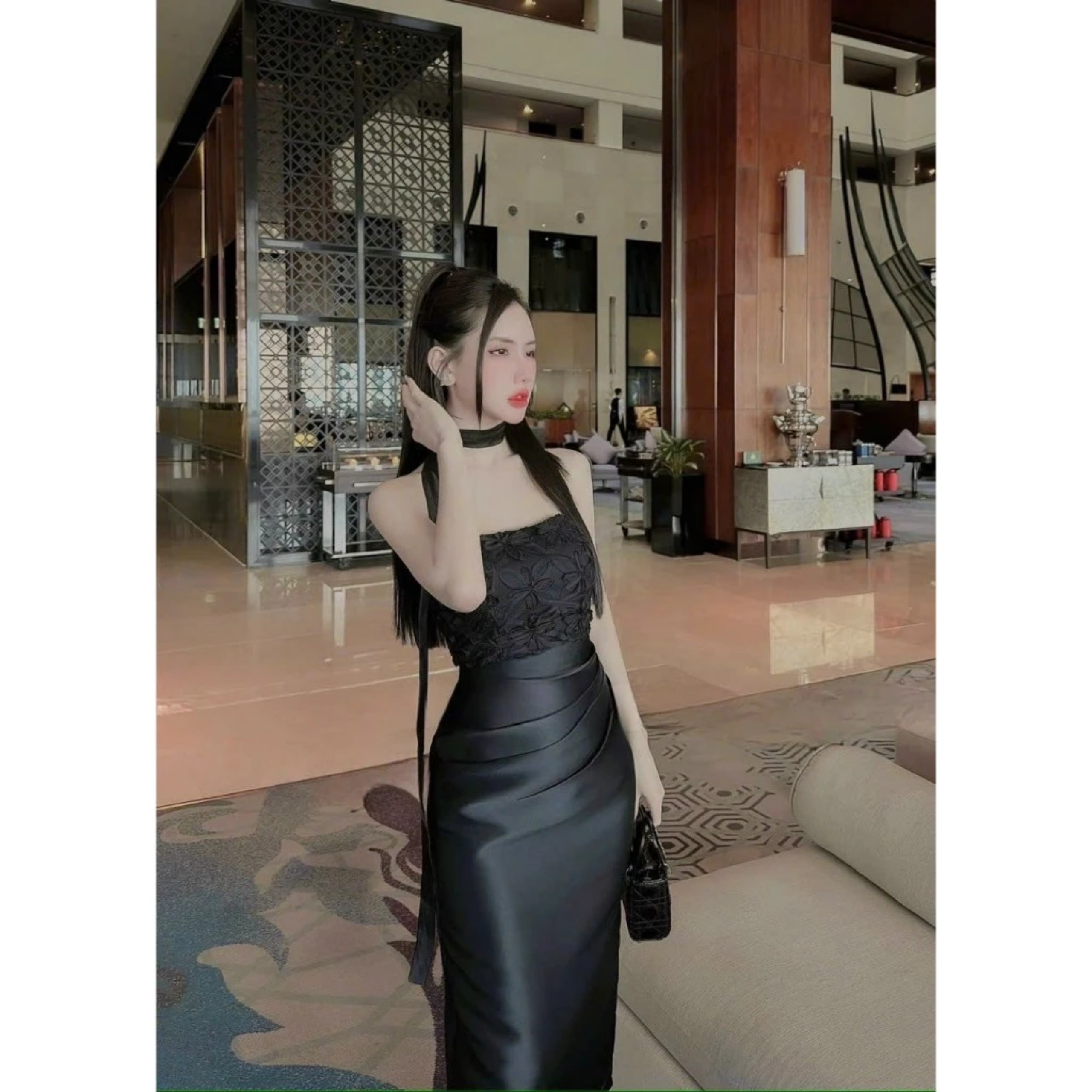Đầm Dự Tiệc Ôm Body Phối Ren Nata BY8607