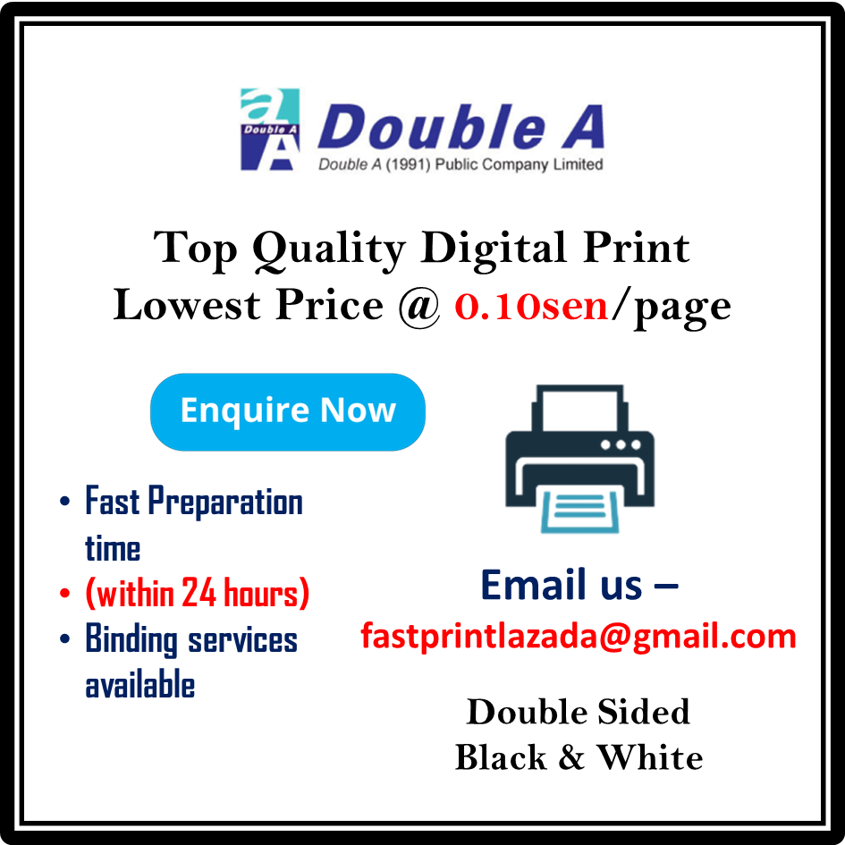 PRINTING SERVICE (0.05sen/Page) Double sided [ A4 / A5 / B5