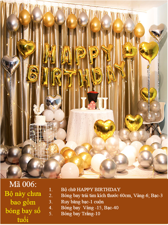 Sét Bong bóng trang trí sinh nhật happy birthday cho bé trai/ gái siêu đẹp