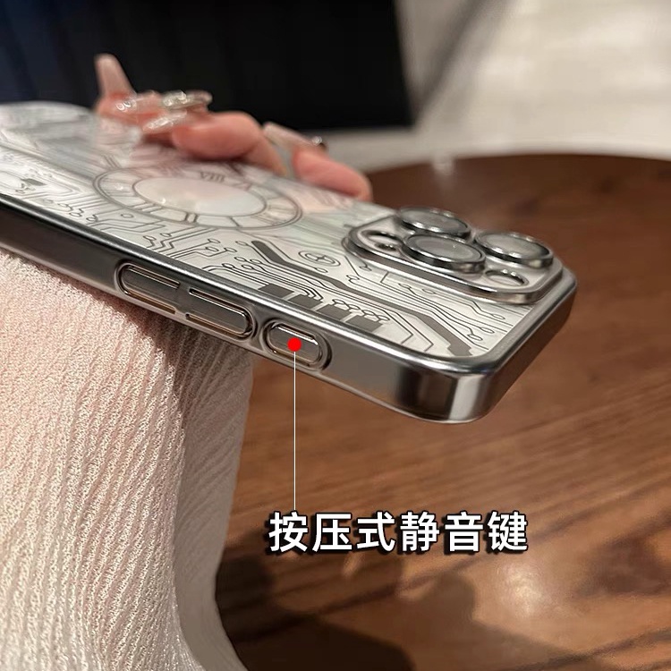【Circuit board pattern/ultra-thin hard case/Titan Grey】compatible for iPhone 12 13 14 15 pro max case