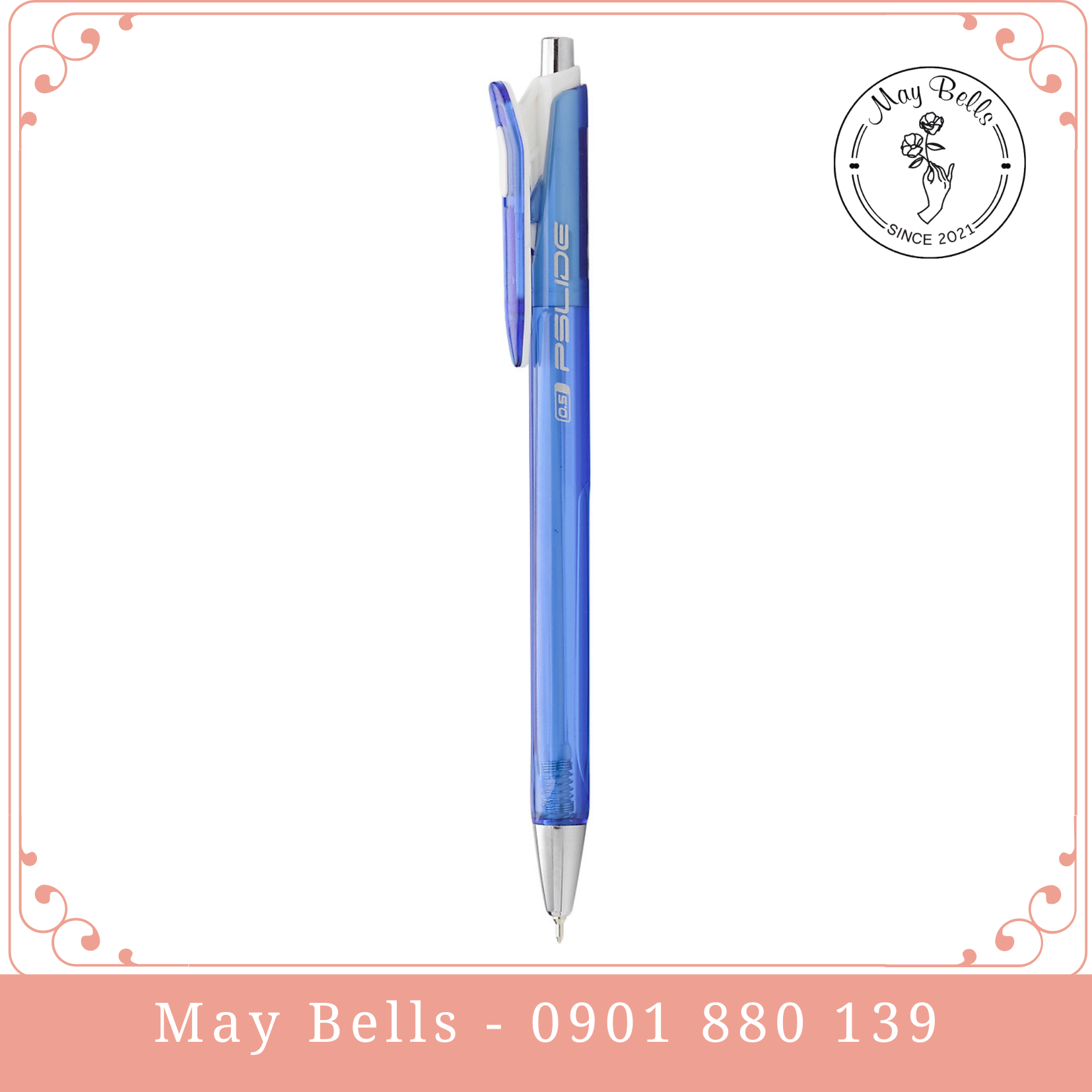 Bút Bi Bấm Ngòi 0.5mm Mực Đen Màu Pastel Thanh Lịch, Bút Ký Doanh Nhân May Bells Viết Êm Không Lem