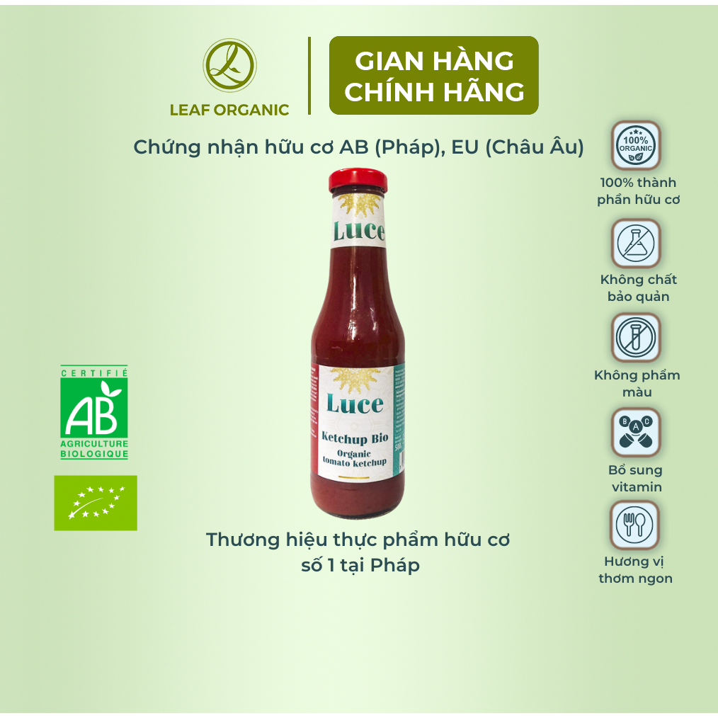 Sốt tương cà ketchup hữu cơ Luce 500g -Leaf organic