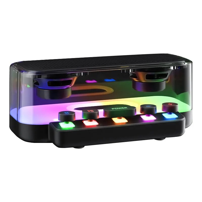 Transparent Colorful Bluetooth Speaker With Mechanical Keys Rgb Dazzling Desktop Wireless Loudspeaker Mini Portable
