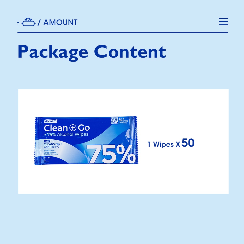 Expiry Date 142024 Alcosm™ 75 Classic Alcohol Wipes Individual Sheet ( 50s' x 1 Box ) Lazada