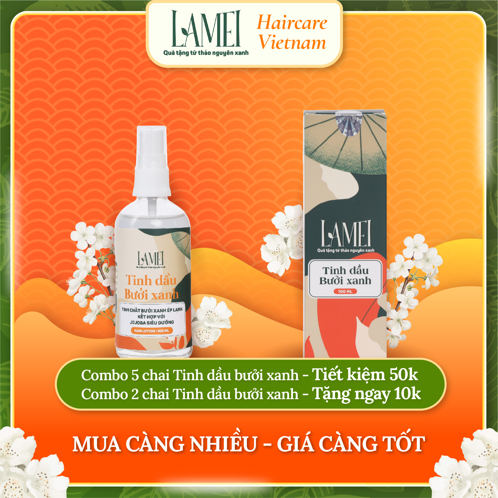 Kích Mọc Tóc Tinh Dầu Bưởi Xanh Lamei 100ml