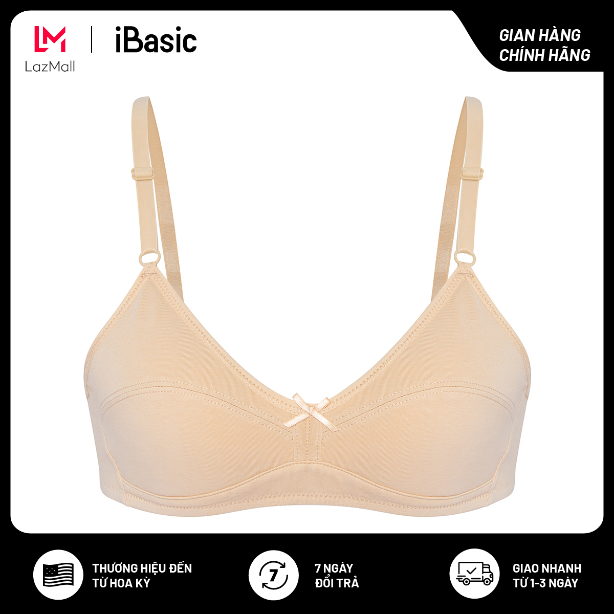 Áo ngực nữ học sinh iBasic cotton USA kháng khuẩn BRAT018