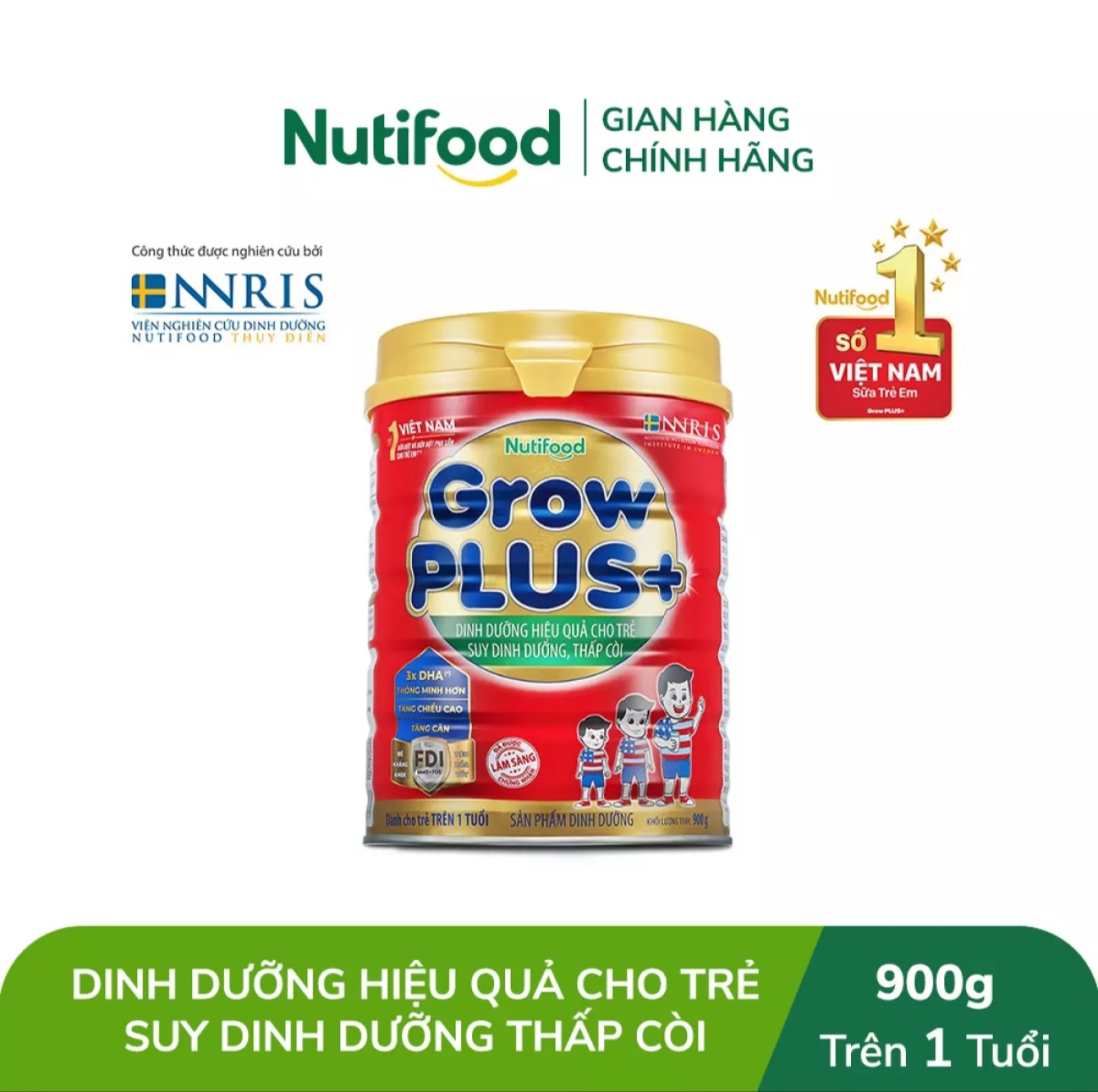 (Expiration Date August 2027) (New Model) Grow Plus+ Powdered Milk No. 1+ Can 850g for Malnourished and Stunted Children (Red).