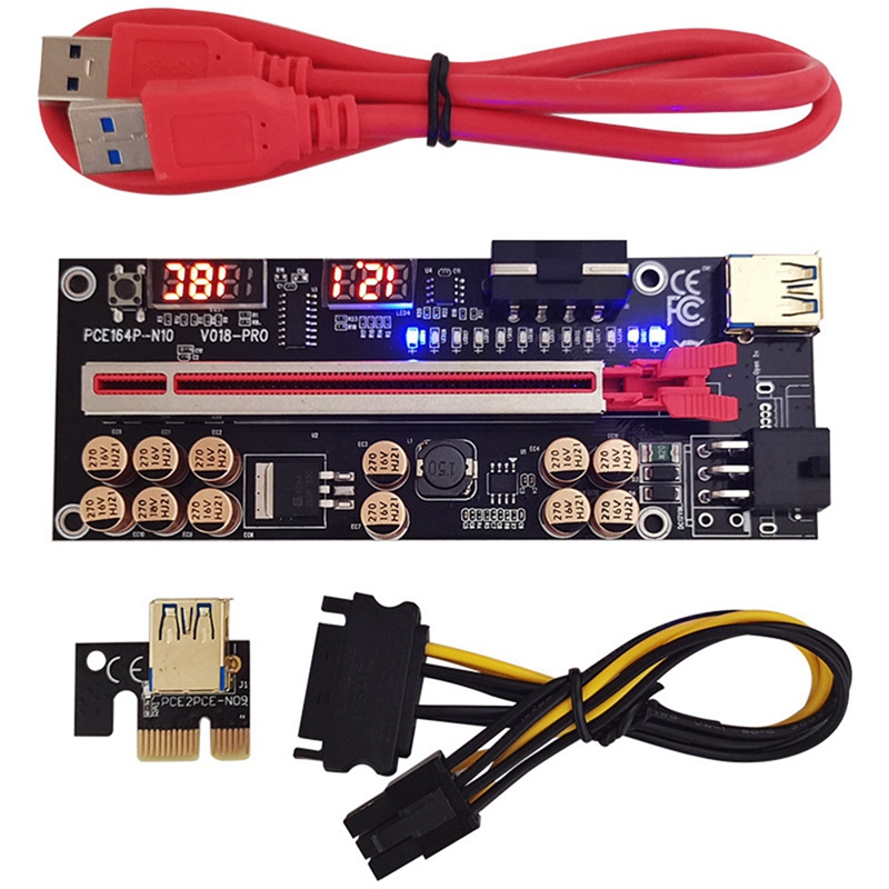 VER018 PRO PCI-E Riser Card USB 3.0 Cable 018 PLUS PCI Express 1X To 16X Extender PCIe Adapter for BTC Mining
