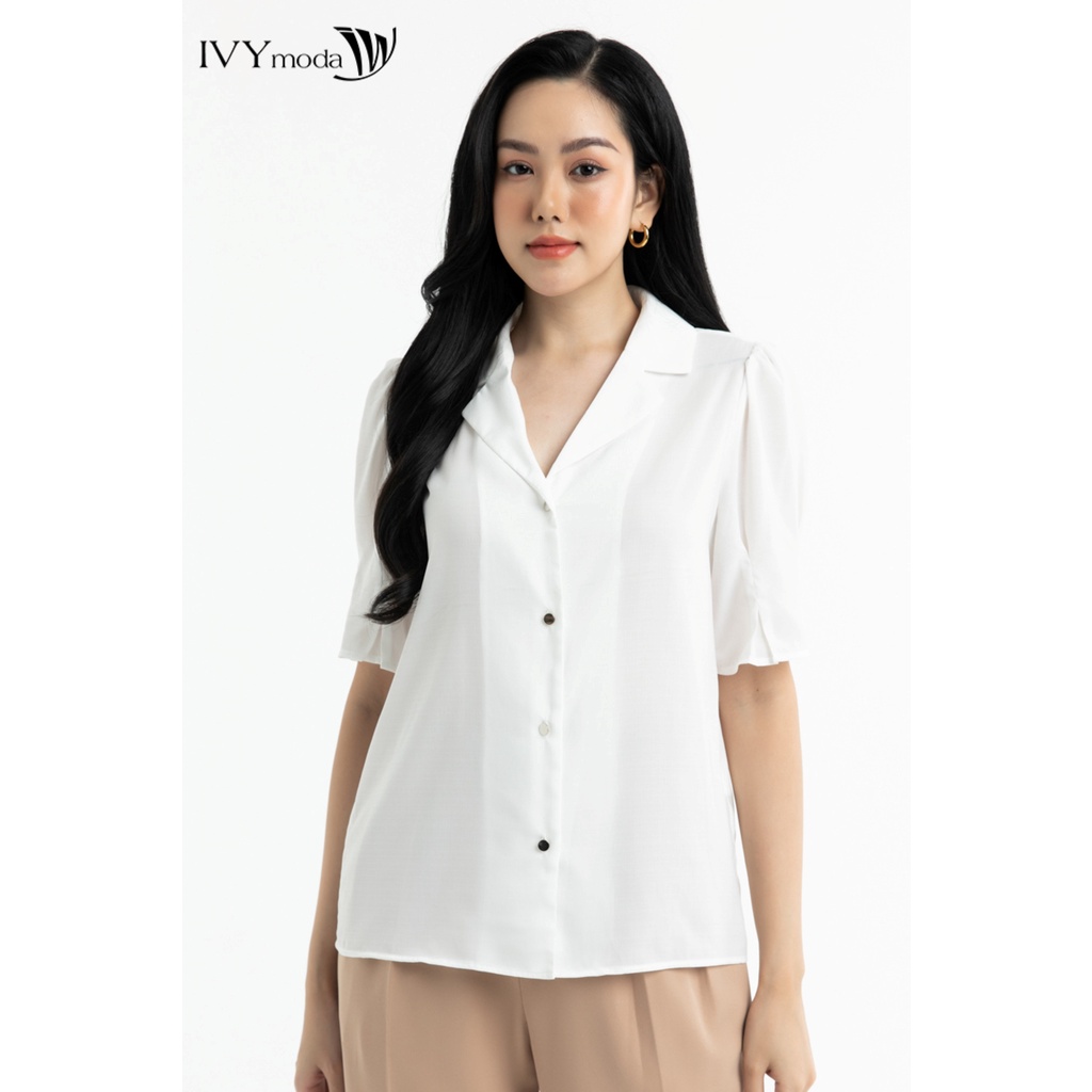 Áo sơ mi lụa cổ bẻ 2 ve IVY moda MS 16M7400