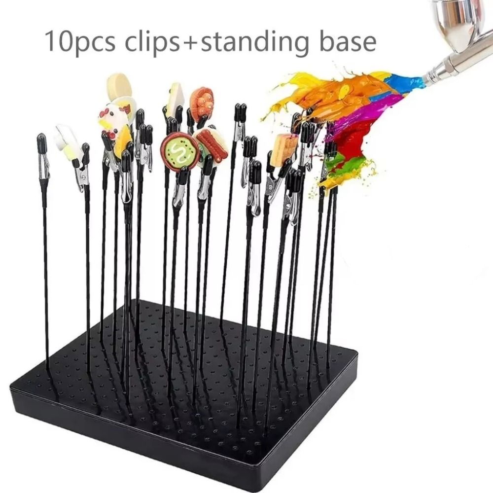 Model Paint Clips Durable Metal Clips Model Spray Stand Base Alligator Clip Stick Plastic ...