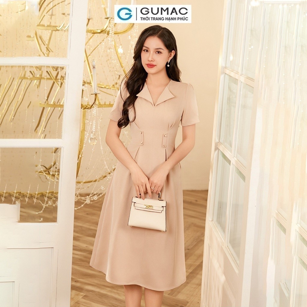 [15 - 17.6 |Voucher 8-15%] Đầm nữ xếp ly eo thời trang GUMAC DE01035