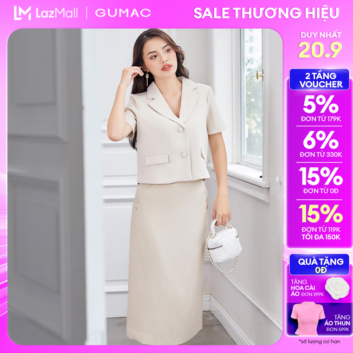 Áo Blazer lửng thời trang GUMAC OWD12004
