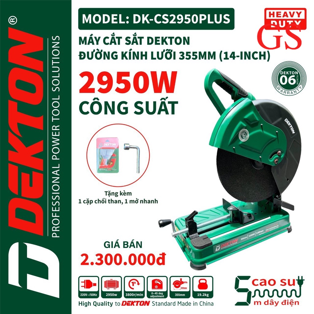 Máy cắt sắt 355mm- dekton- dk-2950plus 2950w / dòng công nghiệp-chính hãng thế giới dụng cụ giá sĩ