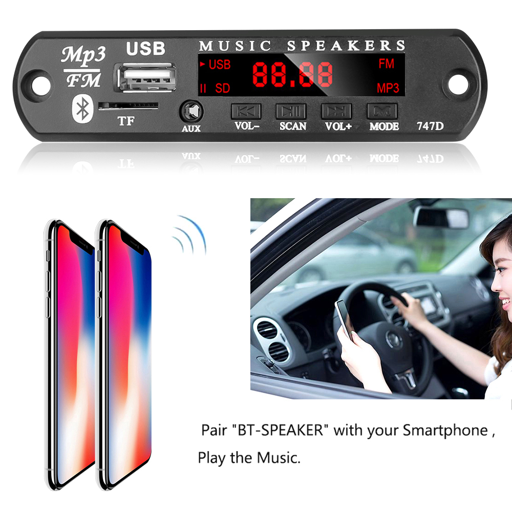 KEBIDU Bảng Mạch Giải Mã Máy Nghe Nhạc MP3 Bluetooth 5.0 Không Dây 9-12V Mô-đun 9-12V USB Thẻ TF Đài FM AUXWith Điều Khiển Từ Xa