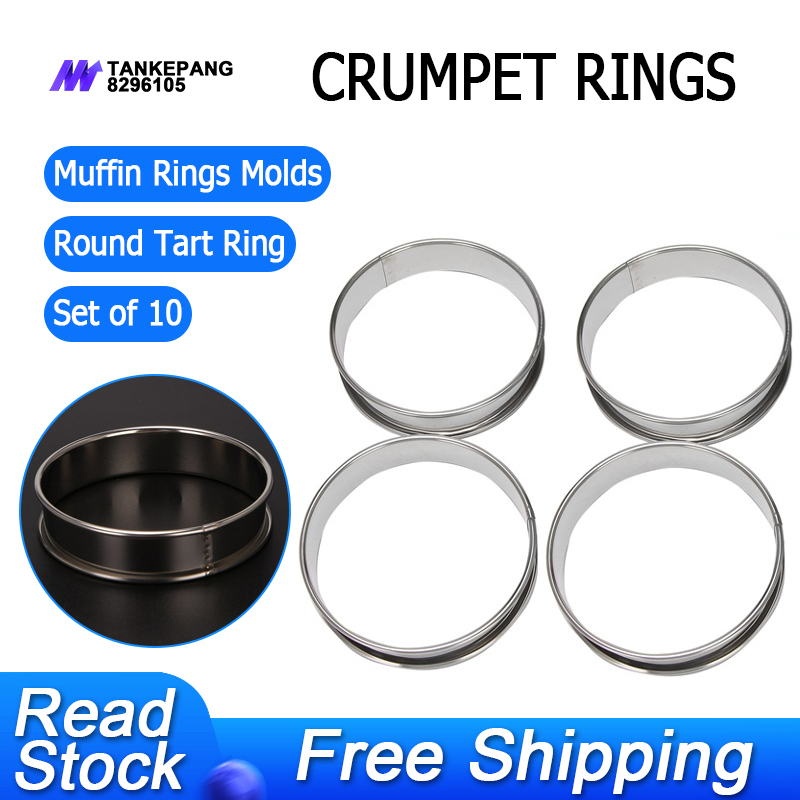 burger ring mould 4 Inch Muffin Rings Crumpet Rings, Set of 10