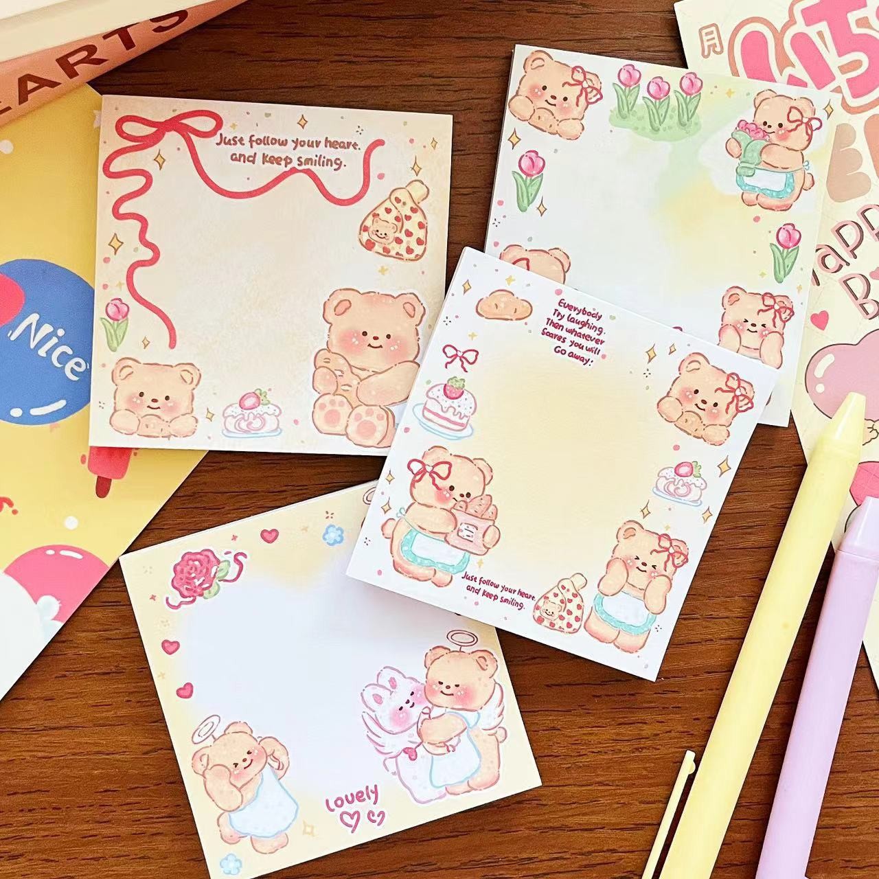 SF 50pcs/set New Butter Bear Sticky Note Cute Cartoon Sticky Note. 