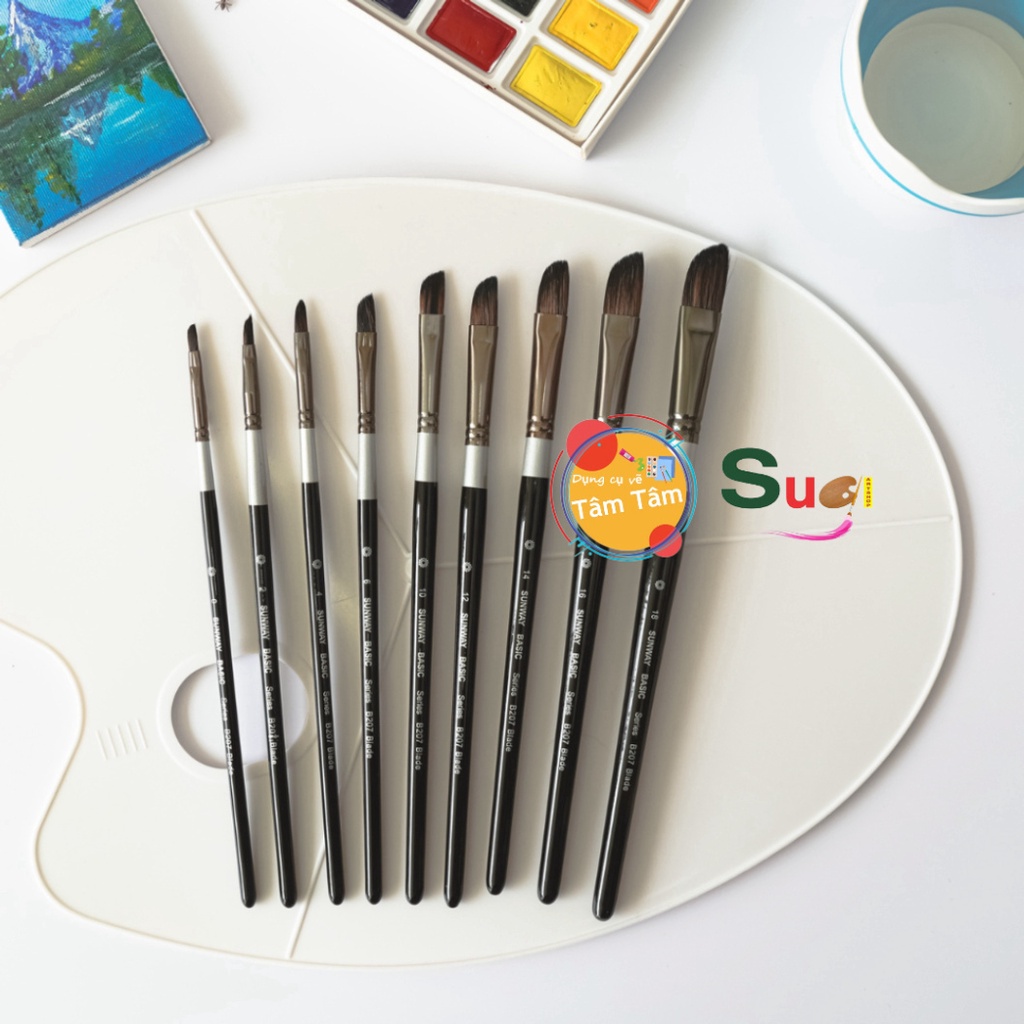 Cọ Vẽ Lông thú ( Lông Sóc )  Sunway Đầu Vát B207 Blade Brush - Tâm tâm - Sugi Art Shop