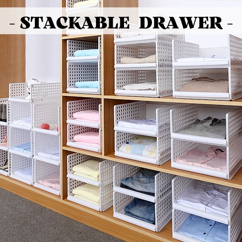 Multipurpose Detachable Wardrobe Stackable Drawer Storage Basket Clothes Organizer Lazada