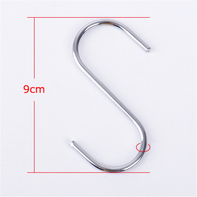 10pcs Stainless Steel S-Shape Hook Kitchen Bedroom Multi-function Railing S Hanger Hook Clasp Holder Hooks Hanging Storage Tools. 