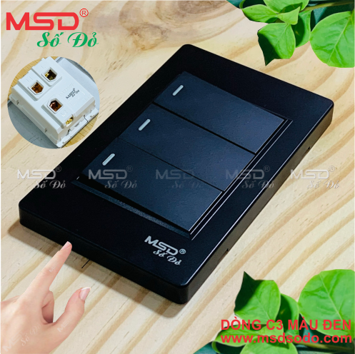 CÔNG TẮC 3 NÚT NHẤN 1 CHIỀU VÀ 2 CHIỀU - MÀU ĐEN - DÒNG C3B