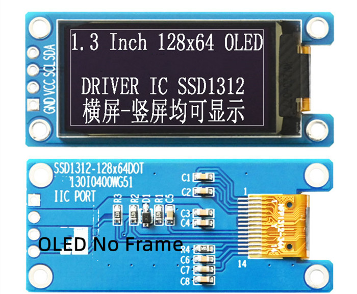 IPS 1.3 inch 4PIN/14PIN White OLED Display Screen SSD1312 Drive IC I2C ...