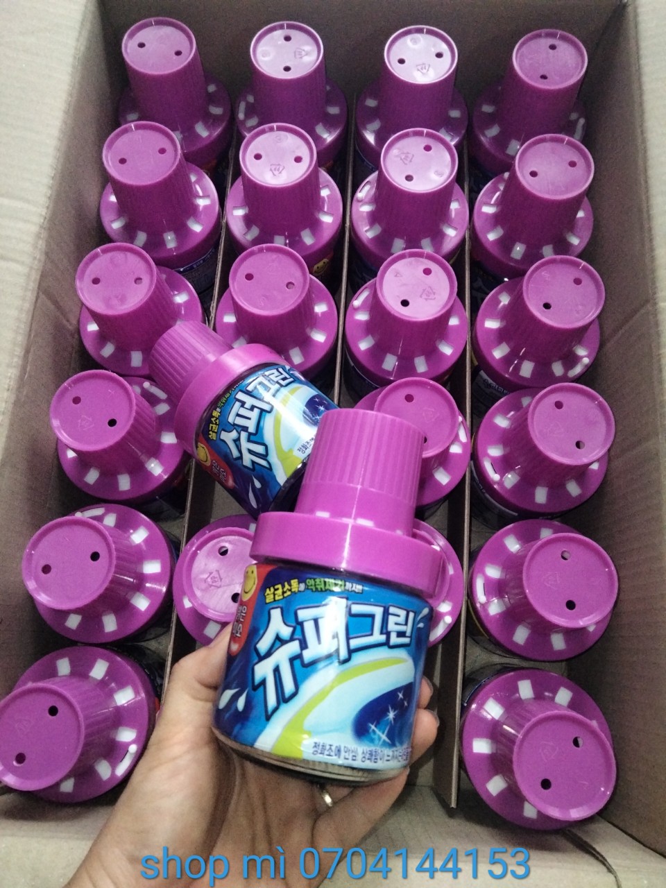 (Free ship)(Toilet Sạch và thơm) Bình thả TOILET SUPPER CLEAN Hàn Quốc Tím 180GR