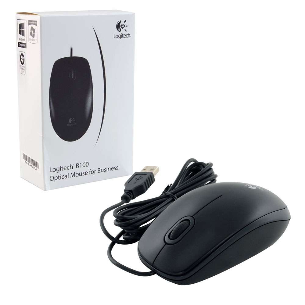 Chuột vi tính có dây Logitech B100 - Hàng Chính Hãng