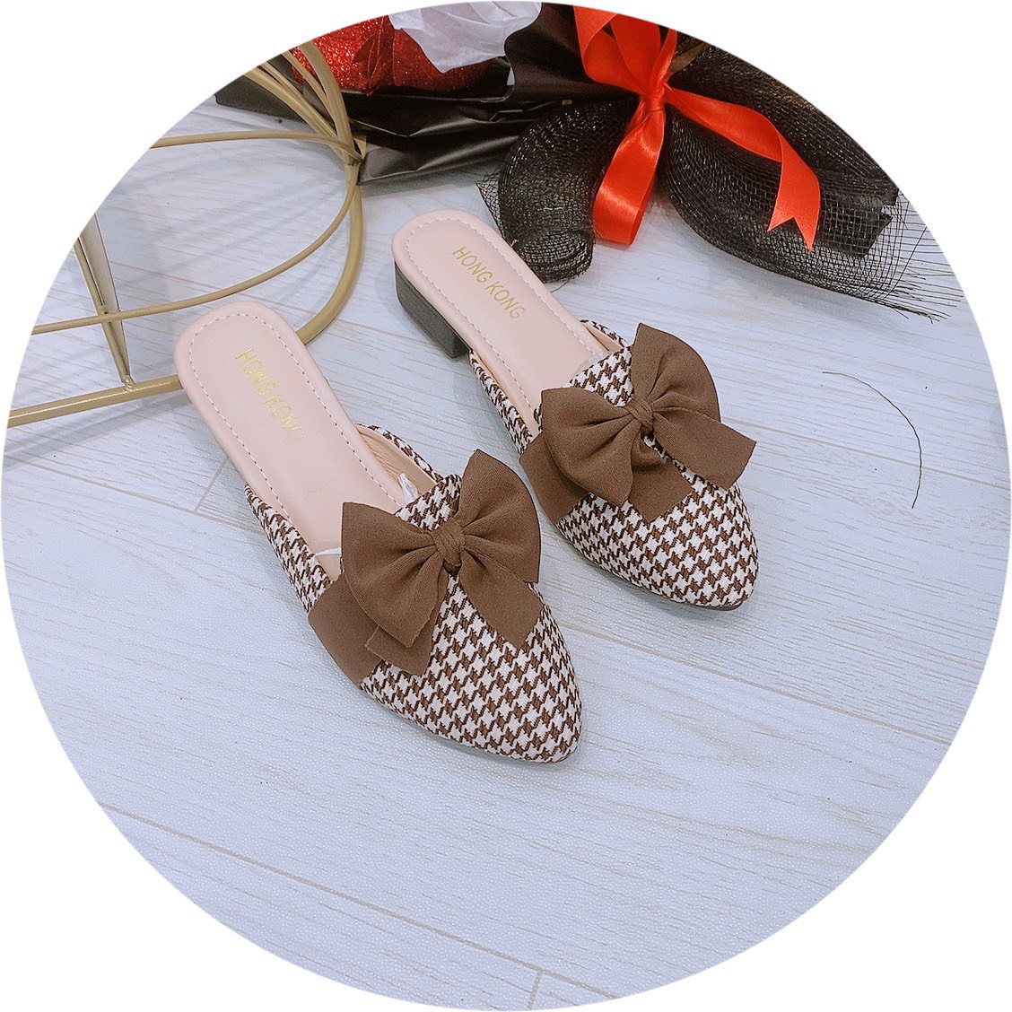 (MIỄN SHIP)Giầy sục hở gót nữ khóa nơ hot trend