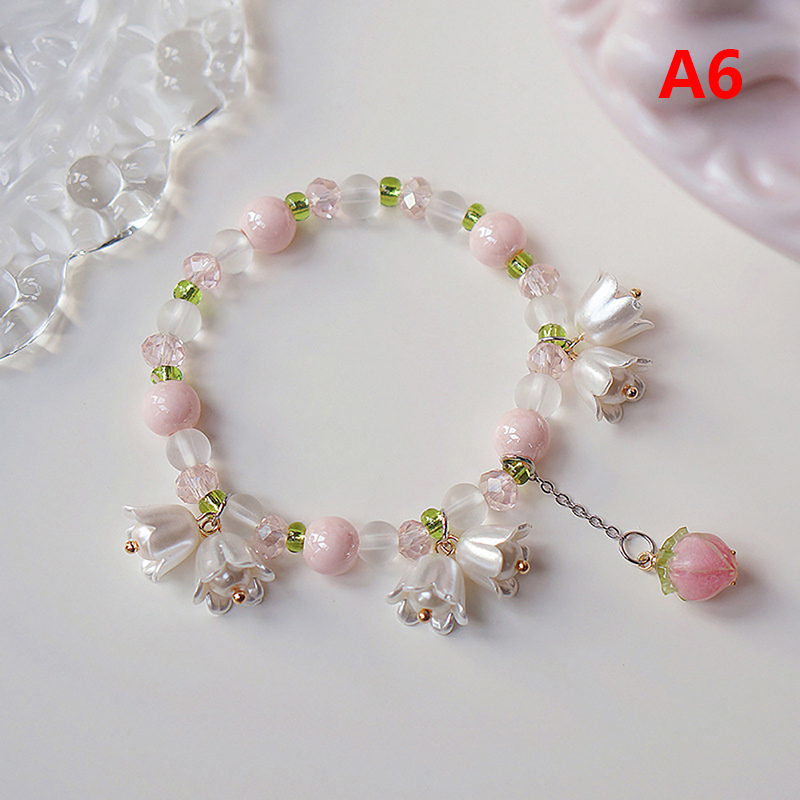 Korean Light Luxury Tulip Flower Bracelet For Women Shiny Zircon