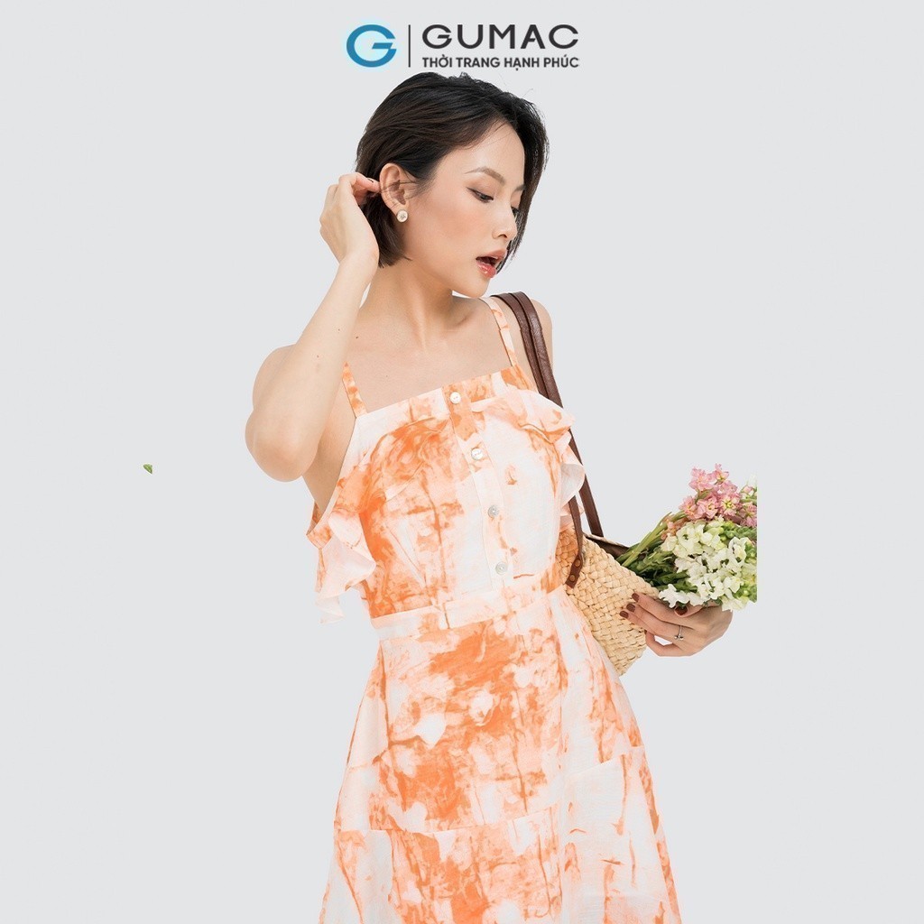 Đầm nữ A mini phối bèo GUMAC DD04053