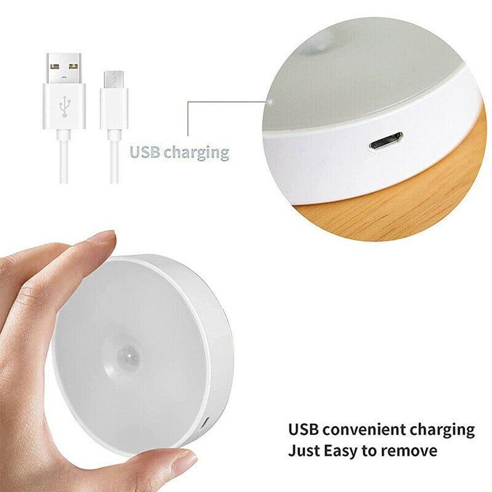 Motion Sensor LED Night Light Body Induction Lamp USB Rechargeable Wall ...