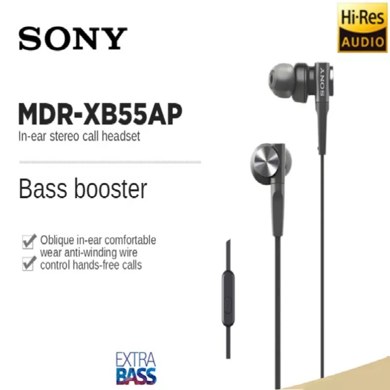 Tai nghe nhét tai sony mdr-xb55ap có micro jack 3.5mm âm thanh siêu trầm