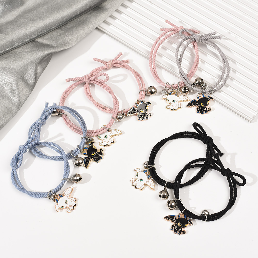 Cute Little Devil Couples Distance Matching Bracelets 2-Piece Set for Friendship and Charm. 
